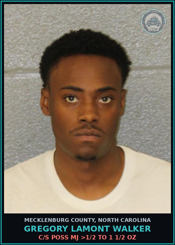 Booking mugshot of GREGORY LAMONT WALKER in Mecklenburg County
