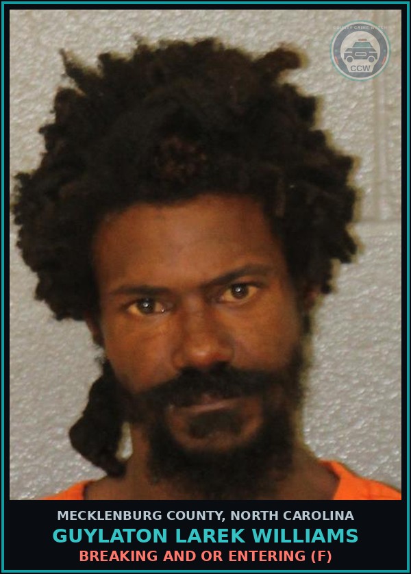 Booking mugshot of GUYLATON LAREK WILLIAMS in Mecklenburg County
