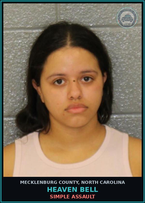 Booking mugshot of HEAVEN BELL in Mecklenburg County