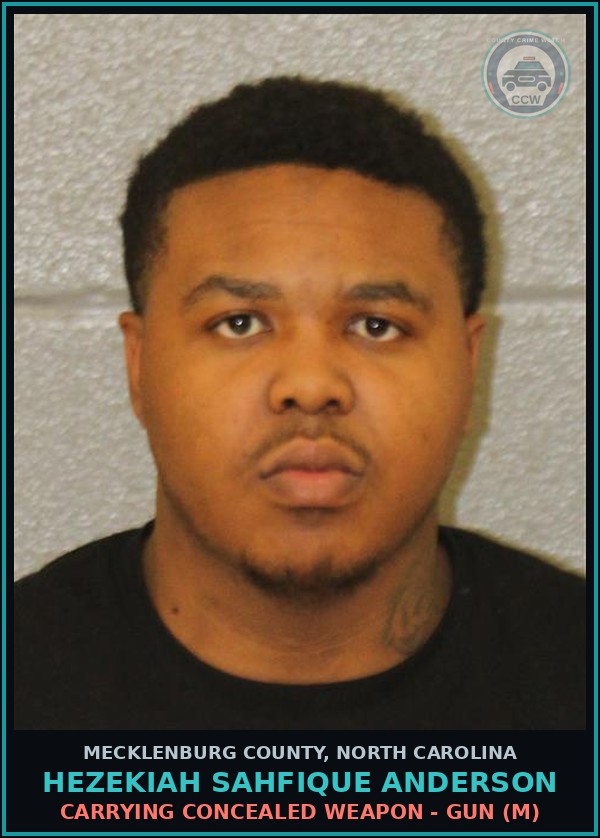 Booking mugshot of HEZEKIAH SAHFIQUE ANDERSON in Mecklenburg County
