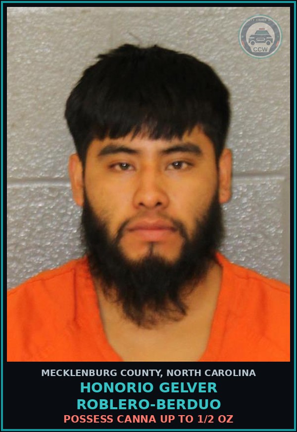 Booking mugshot of HONORIO GELVER ROBLERO-BERDUO in Mecklenburg County