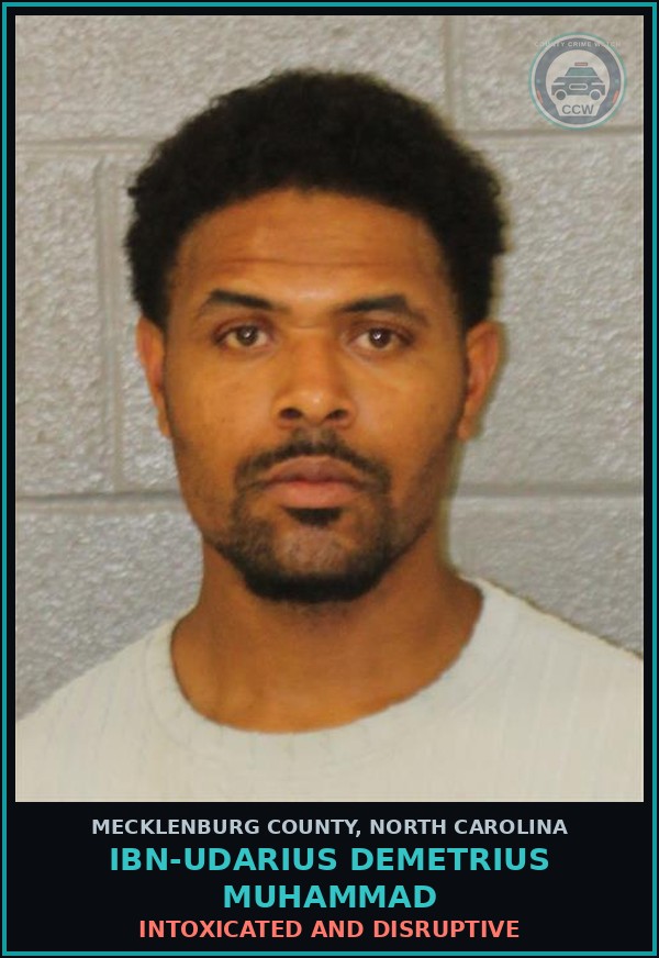 Booking mugshot of IBN-UDARIUS DEMETRIUS MUHAMMAD in Mecklenburg County