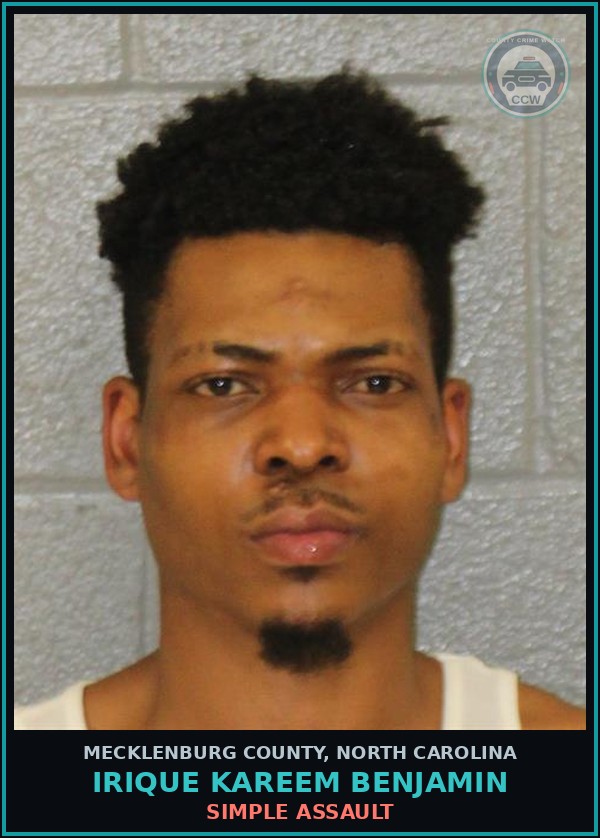 Booking mugshot of IRIQUE KAREEM BENJAMIN in Mecklenburg County