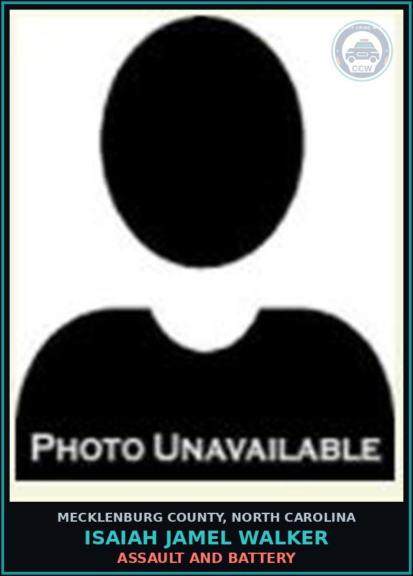 Booking mugshot of ISAIAH JAMEL WALKER in Mecklenburg County