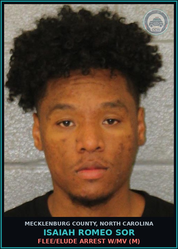 Booking mugshot of ISAIAH ROMEO SOR in Mecklenburg County