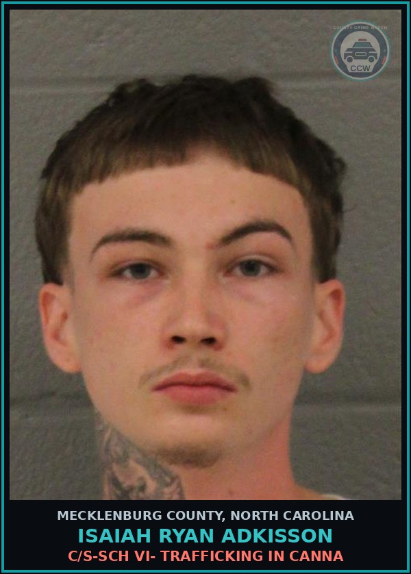 Booking mugshot of ISAIAH RYAN ADKISSON in Mecklenburg County