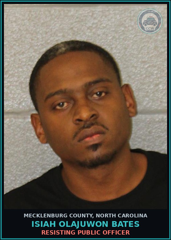 Booking mugshot of ISIAH OLAJUWON BATES in Mecklenburg County