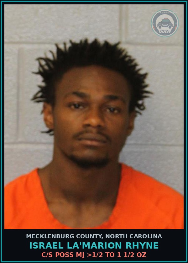 Booking mugshot of ISRAEL LA'MARION RHYNE in Mecklenburg County