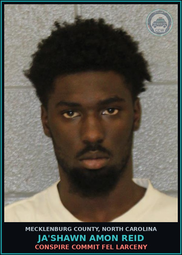 Booking mugshot of JA'SHAWN AMON REID in Mecklenburg County