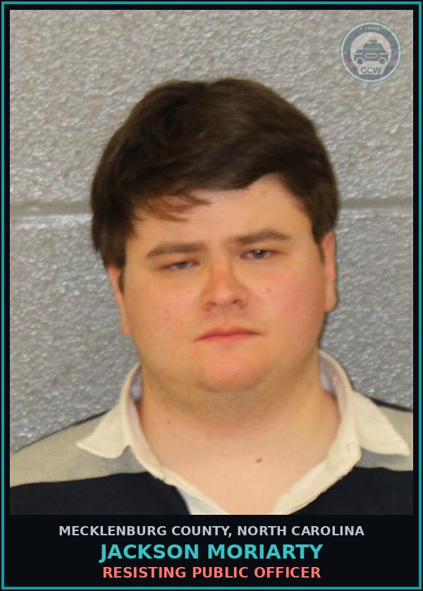 Booking mugshot of JACKSON MORIARTY in Mecklenburg County