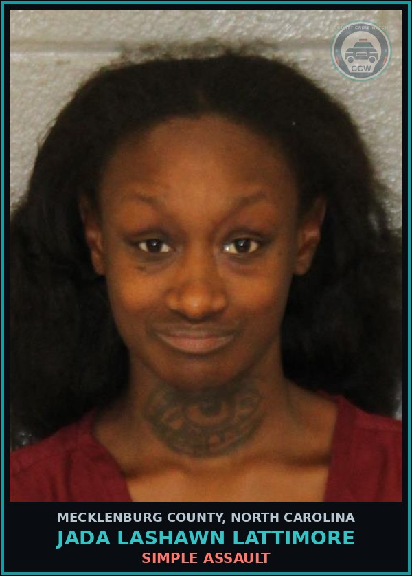 Booking mugshot of JADA LASHAWN LATTIMORE in Mecklenburg County