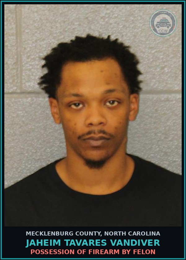 Booking mugshot of JAHEIM TAVARES VANDIVER in Mecklenburg County