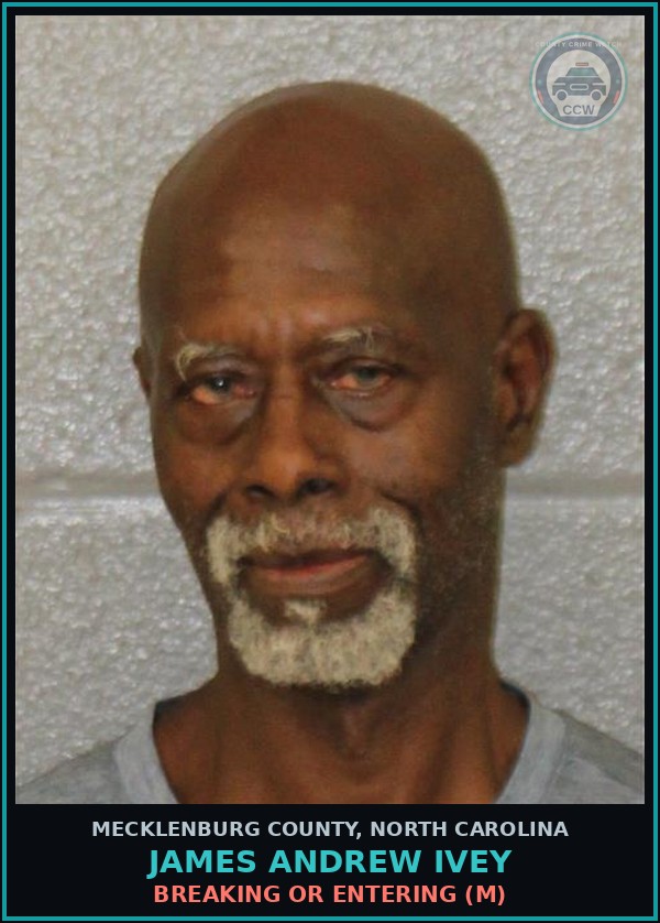 Booking mugshot of JAMES ANDREW IVEY in Mecklenburg County