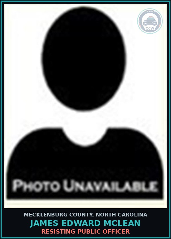 Booking mugshot of JAMES EDWARD MCLEAN in Mecklenburg County