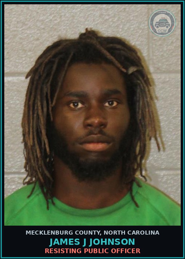 Booking mugshot of JAMES J JOHNSON in Mecklenburg County