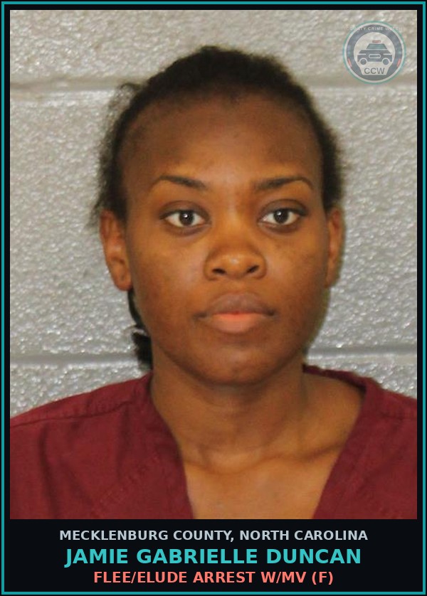 Booking mugshot of JAMIE GABRIELLE DUNCAN in Mecklenburg County