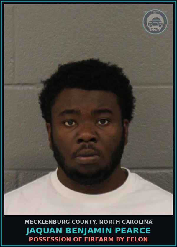 Booking mugshot of JAQUAN BENJAMIN PEARCE in Mecklenburg County
