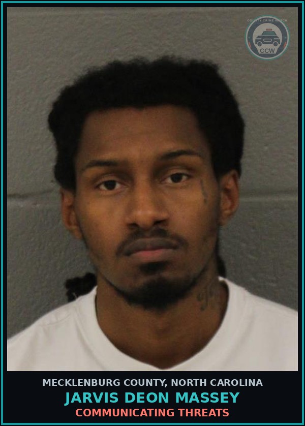 Booking mugshot of JARVIS DEON MASSEY in Mecklenburg County