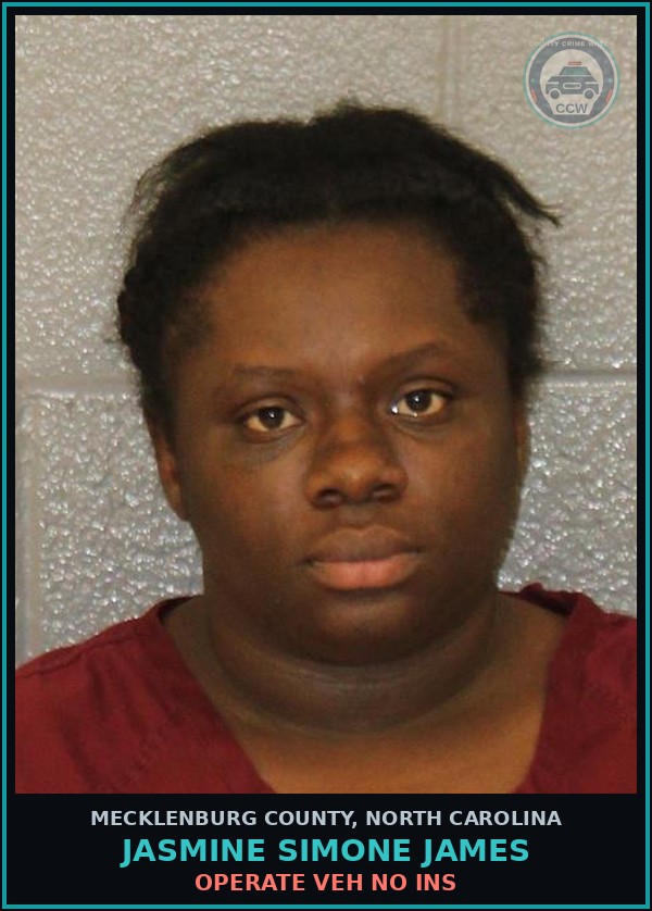 Booking mugshot of JASMINE SIMONE JAMES in Mecklenburg County