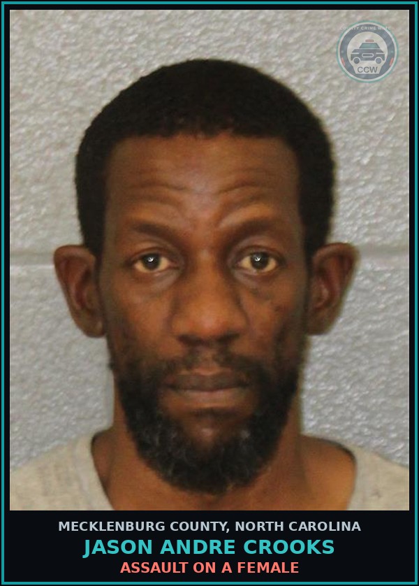 Booking mugshot of JASON ANDRE CROOKS in Mecklenburg County