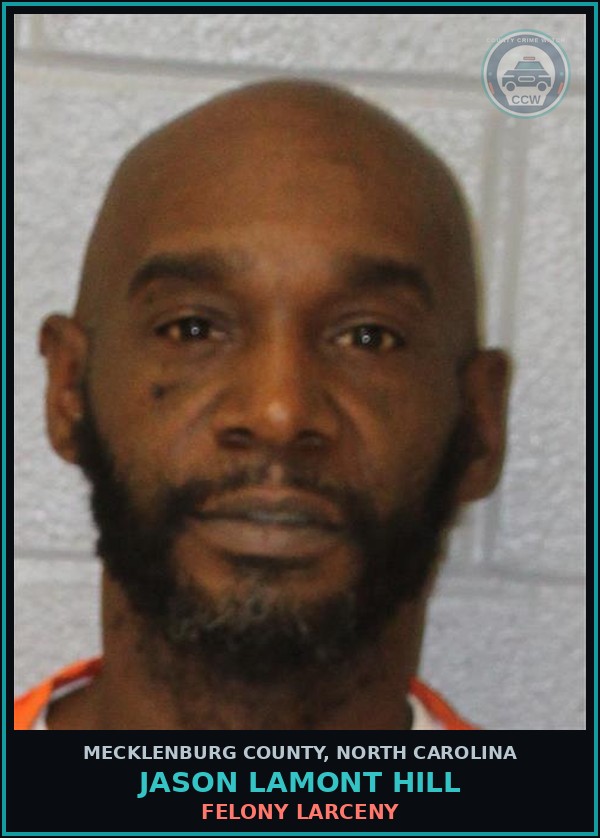 Booking mugshot of JASON LAMONT HILL in Mecklenburg County