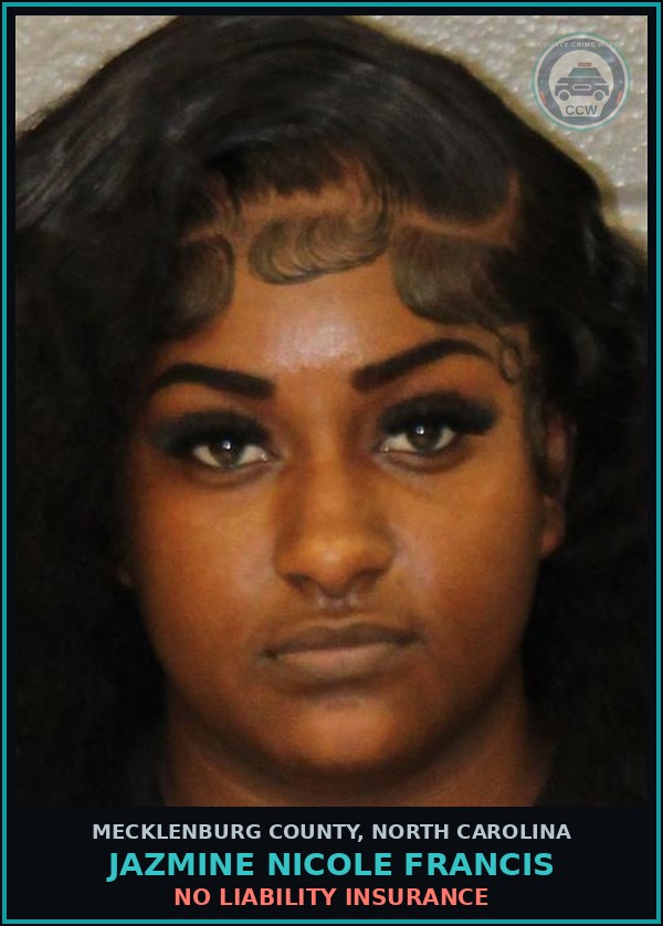 Booking mugshot of JAZMINE NICOLE FRANCIS in Mecklenburg County