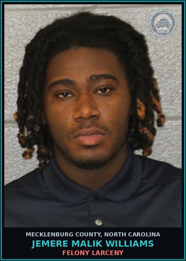Booking mugshot of JEMERE MALIK WILLIAMS in Mecklenburg County