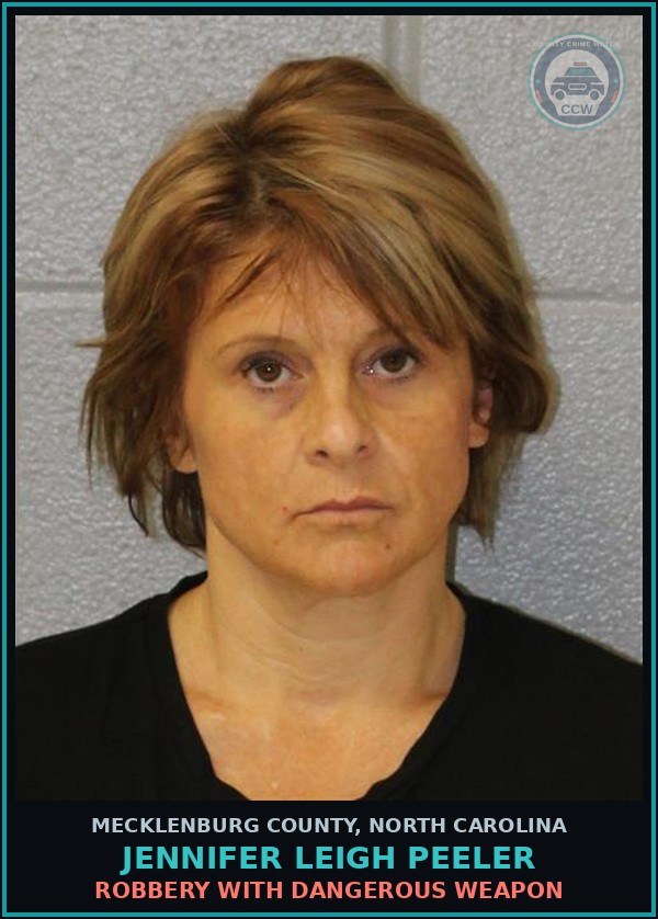 Booking mugshot of JENNIFER LEIGH PEELER in Mecklenburg County