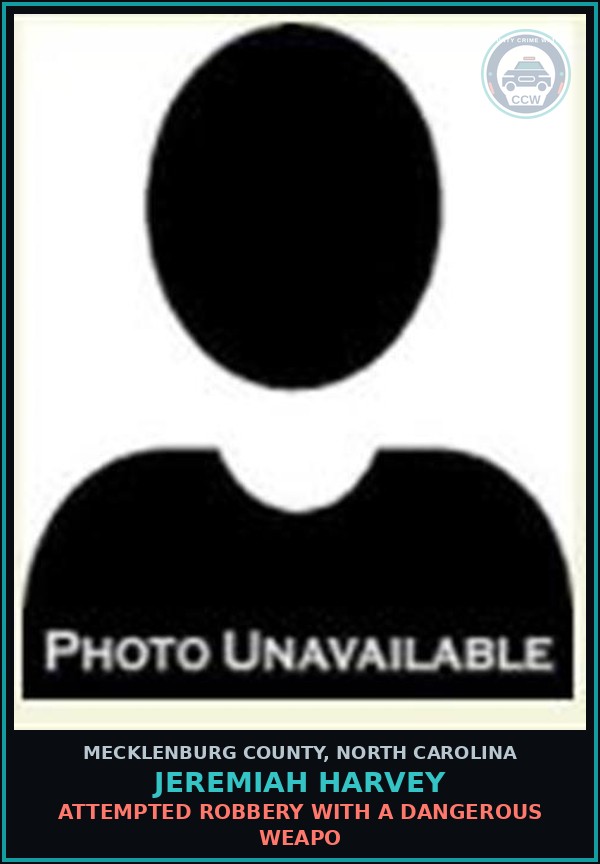 Booking mugshot of JEREMIAH HARVEY in Mecklenburg County