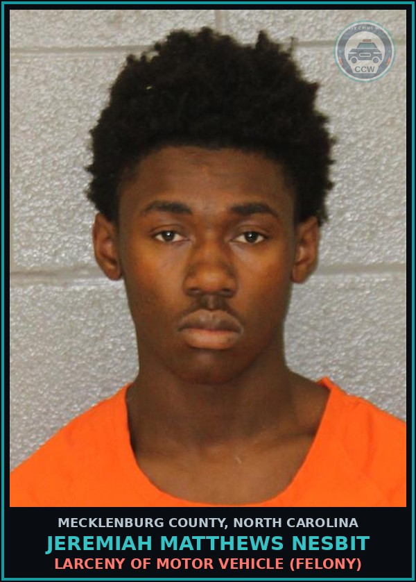 Booking mugshot of JEREMIAH MATTHEWS NESBIT in Mecklenburg County