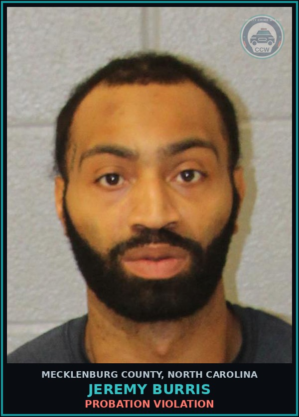Booking mugshot of JEREMY BURRIS in Mecklenburg County