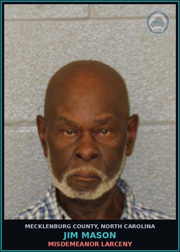 Booking mugshot of JIM MASON in Mecklenburg County