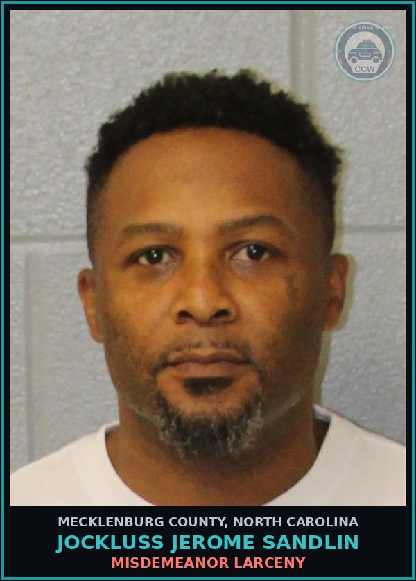 Booking mugshot of JOCKLUSS JEROME SANDLIN in Mecklenburg County
