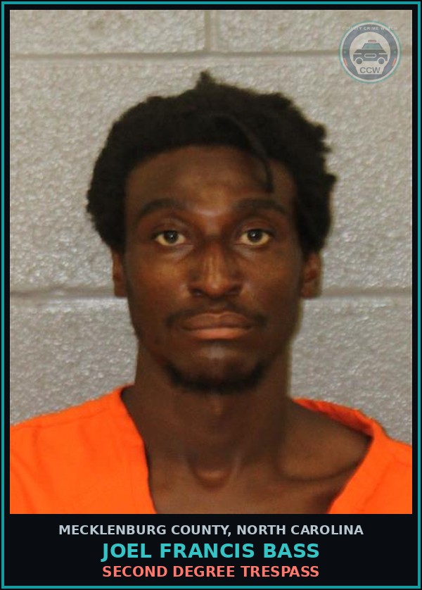 Booking mugshot of JOEL FRANCIS BASS in Mecklenburg County