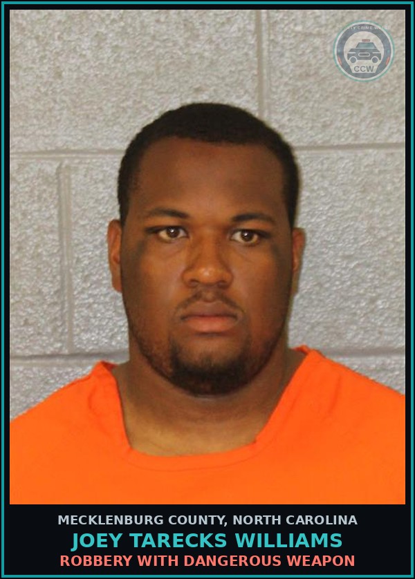 Booking mugshot of JOEY TARECKS WILLIAMS in Mecklenburg County