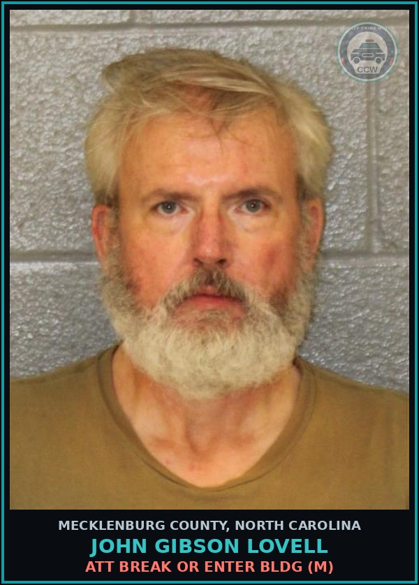 Booking mugshot of JOHN GIBSON LOVELL in Mecklenburg County