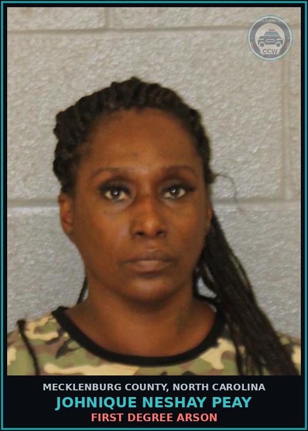 Booking mugshot of JOHNIQUE NESHAY PEAY in Mecklenburg County