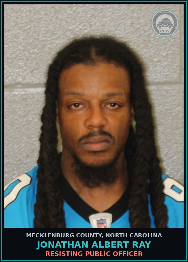 Booking mugshot of JONATHAN ALBERT RAY in Mecklenburg County