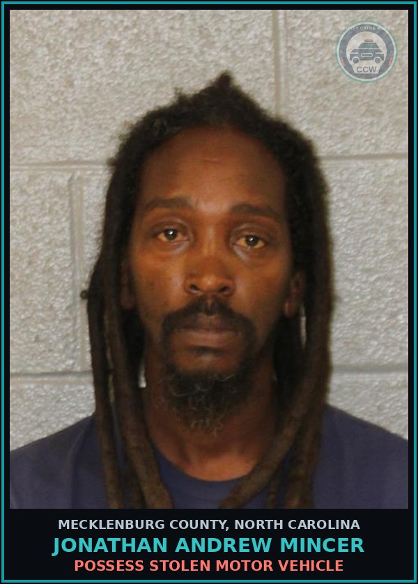 Booking mugshot of JONATHAN ANDREW MINCER in Mecklenburg County