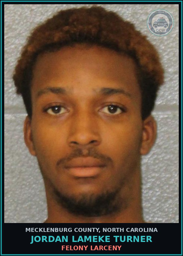 Booking mugshot of JORDAN LAMEKE TURNER in Mecklenburg County