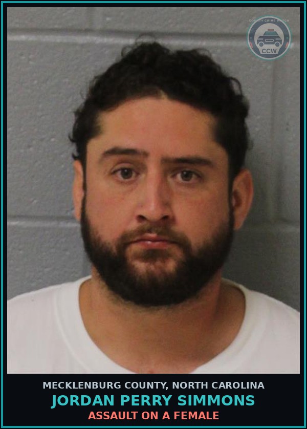 Booking mugshot of JORDAN PERRY SIMMONS in Mecklenburg County