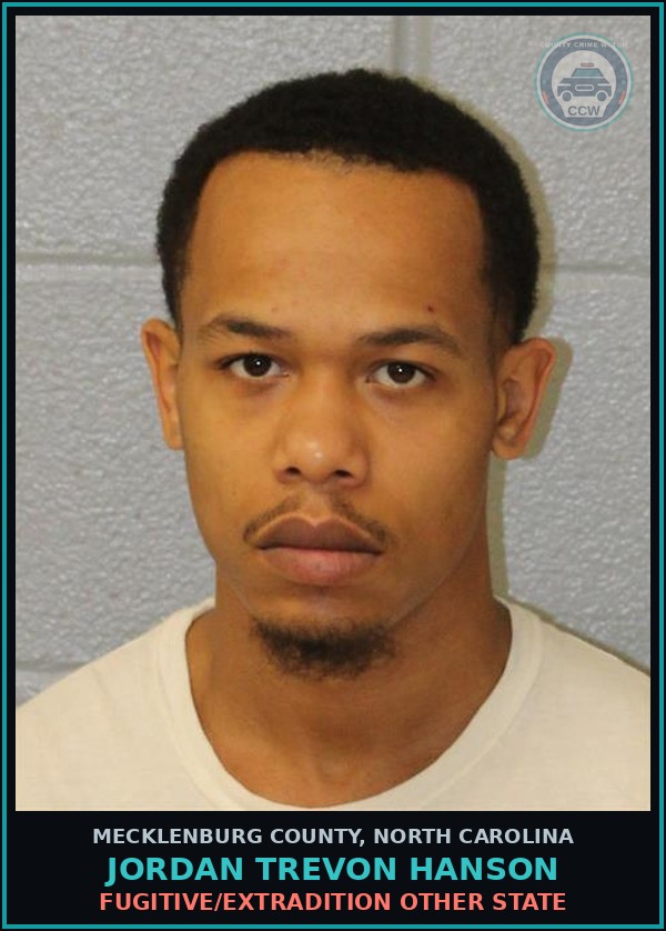 Booking mugshot of JORDAN TREVON HANSON in Mecklenburg County