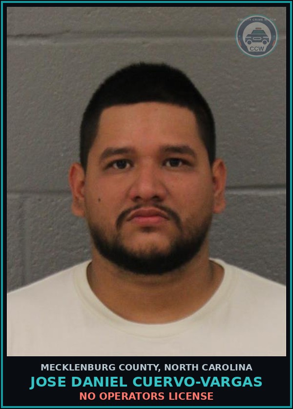 Booking mugshot of JOSE DANIEL CUERVO-VARGAS in Mecklenburg County