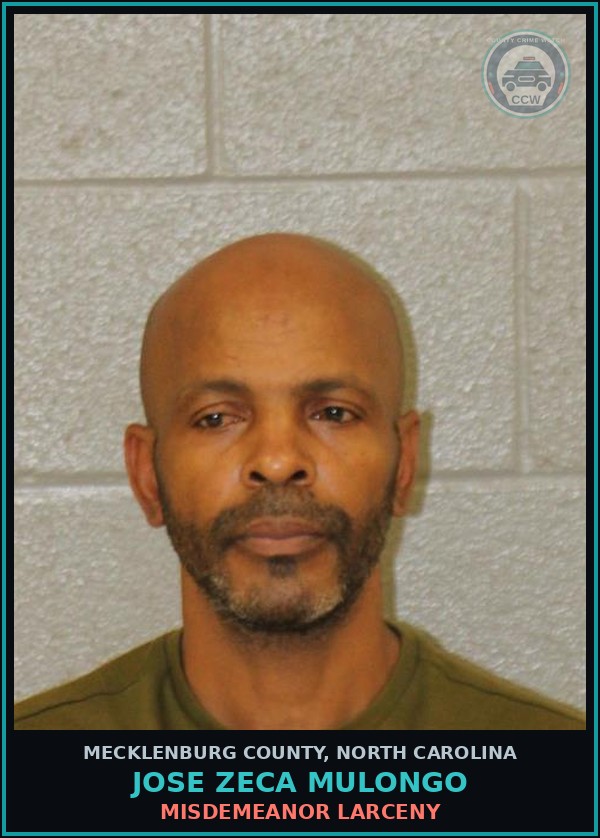 Booking mugshot of JOSE ZECA MULONGO in Mecklenburg County