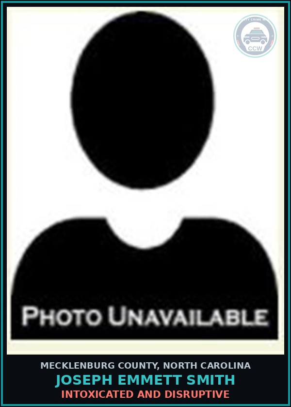 Booking mugshot of JOSEPH EMMETT SMITH in Mecklenburg County