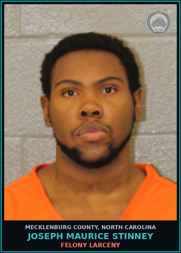 Booking mugshot of JOSEPH MAURICE STINNEY in Mecklenburg County