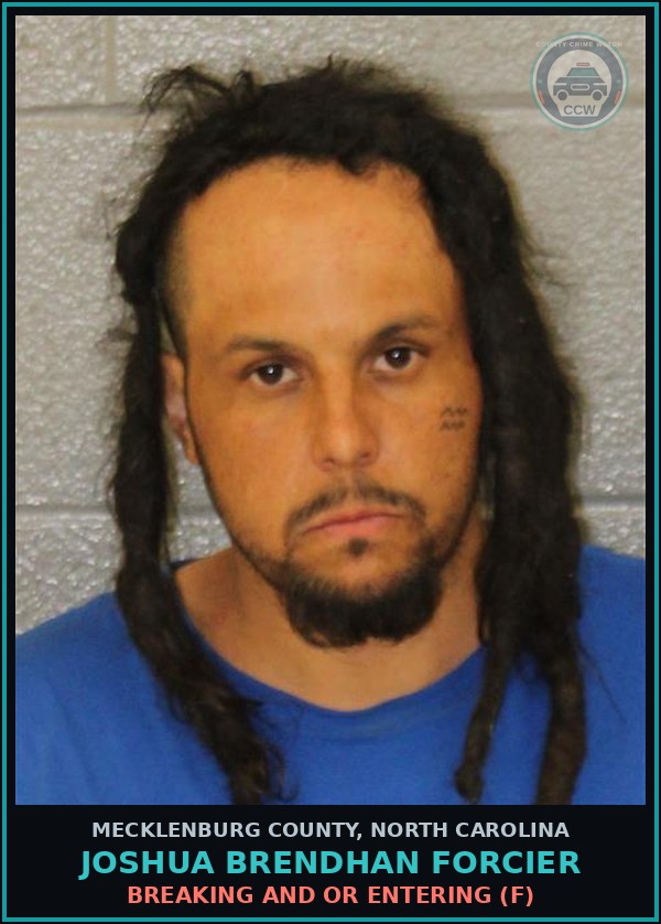 Booking mugshot of JOSHUA BRENDHAN FORCIER in Mecklenburg County