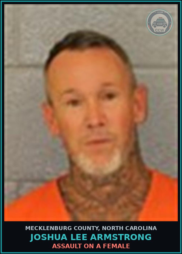 Booking mugshot of JOSHUA LEE ARMSTRONG in Mecklenburg County