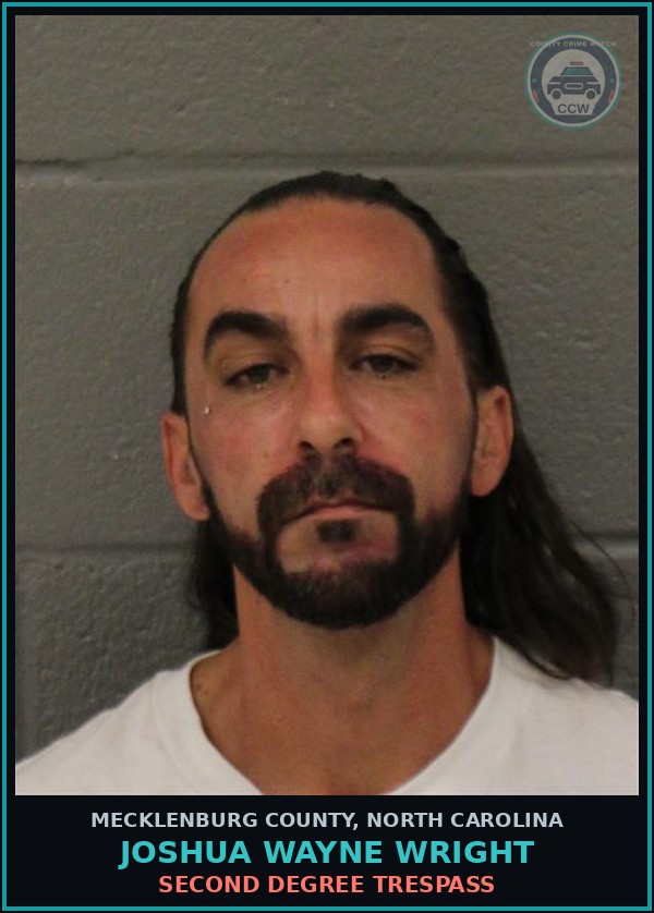 Booking mugshot of JOSHUA WAYNE WRIGHT in Mecklenburg County