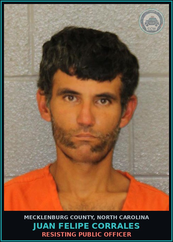 Booking mugshot of JUAN FELIPE CORRALES in Mecklenburg County